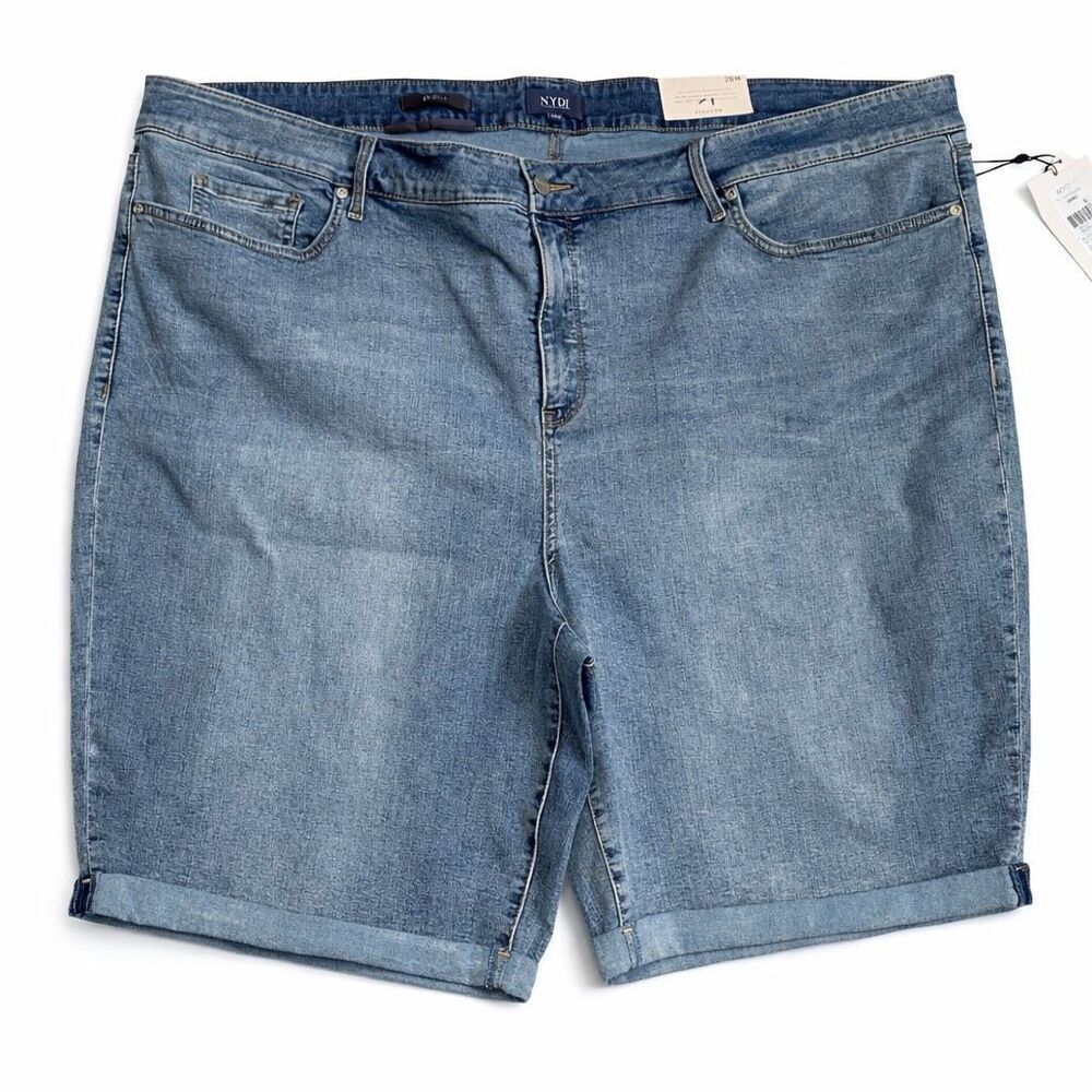 NYDJ Women's Denim Briella Roll Cuff Shorts Blue plus Size 28W NWT